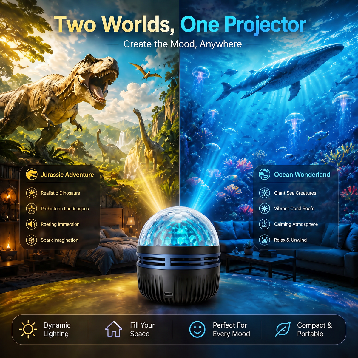 🎁360° Smart Holographic Starry Sky Projector (HD Smart Dynamic 5D)