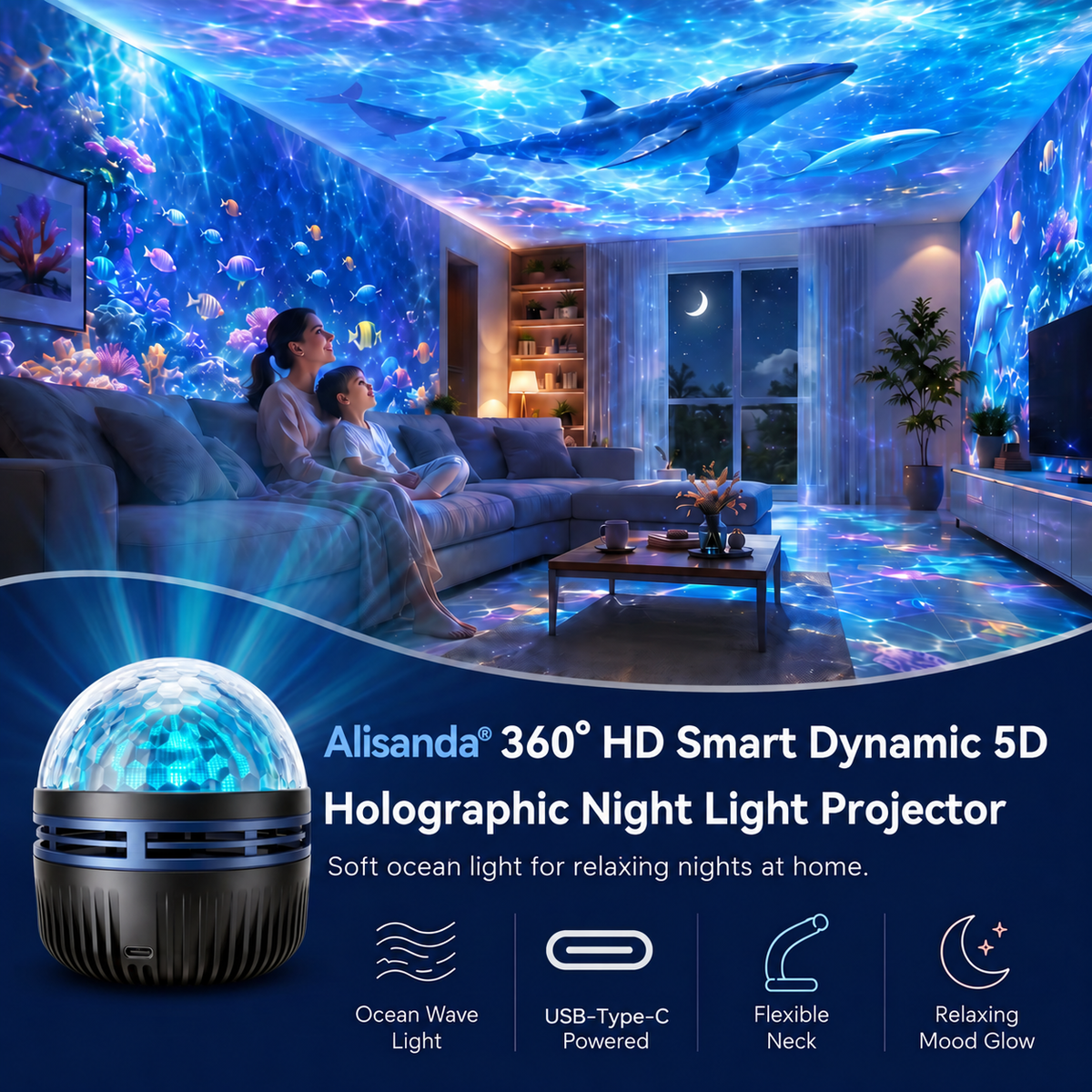 🎁360° Smart Holographic Starry Sky Projector (HD Smart Dynamic 5D)